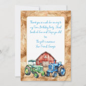 ファームトラクター誕生日サンキューメッセージカード 招待状 (正面)