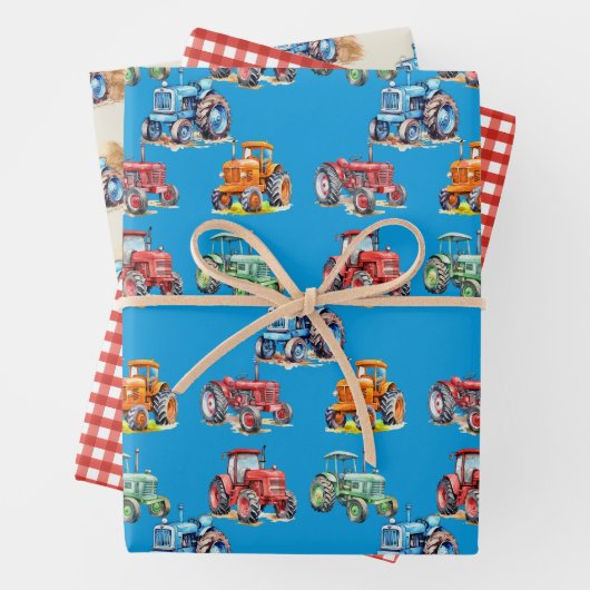 ファームトラクター誕生日パーティー ラッピングペーパーシート (インサイチュ)
