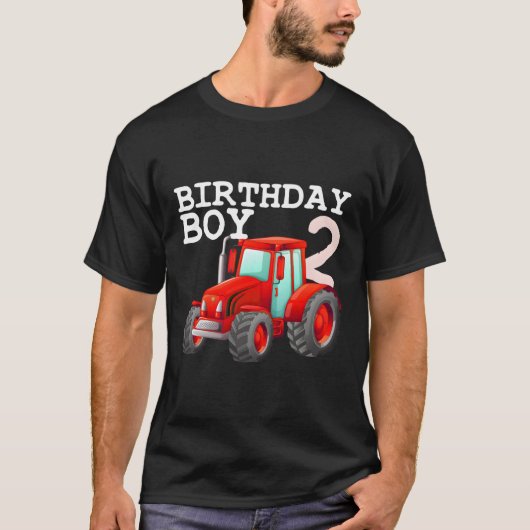 ファームトラクター2nd誕生日パーティー2 2歳Far Tシャツ (正面)