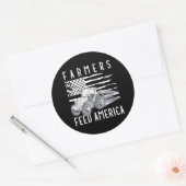 ファームトラクターUSA国旗の農家食べ物を与えアメリカ ラウンドシール (封筒)