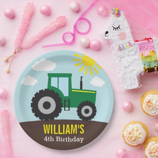 ファームトラクタ誕生日紙プレート ペーパープレート (パーティー)