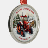 ファームトラクパーソナライズされたタークリスマス メタルオーナメント (右)