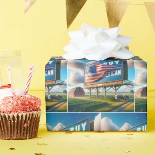 ファームトラク買タ付きアメリカの看板 ラッピングペーパー (誕生日パーティー)