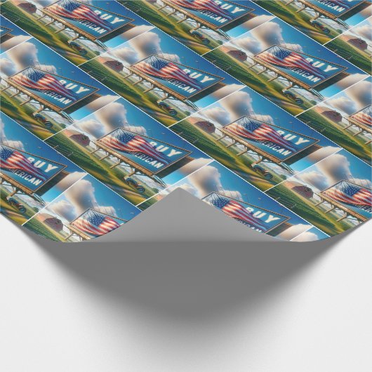 ファームトラク買タ付きアメリカの看板 ラッピングペーパー (角)