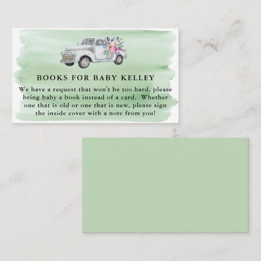 ファームトラックと花、ブックエンクロージャカードを持って来る 名刺 (正面/裏面)