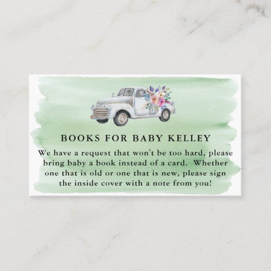 ファームトラックと花、ブックエンクロージャカードを持って来る 名刺 (正面)