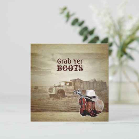 ファームト素朴ラックウェスタンカントリーウエディング 招待状 (スタンド正面)