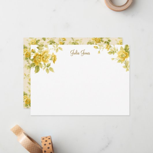 ファームハかわいらしウスゴールデンイエローフローラ ノートカード (正面/裏面インサイチュ)