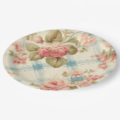 ファームハかわいらしウス素朴ピンクローズ ペーパープレート (アングル)