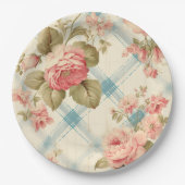 ファームハかわいらしウス素朴ピンクローズ ペーパープレート (正面)