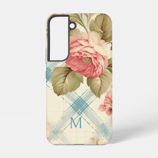 ファームハかわいらしウス素朴モノグラムピンクローズ SAMSUNG GALAXYケース (裏面)