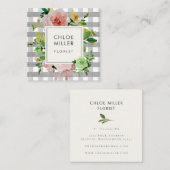 ファームハウスかわいらしコテージバッファローチェックバラフローラ スクエア名刺 (正面/裏面)