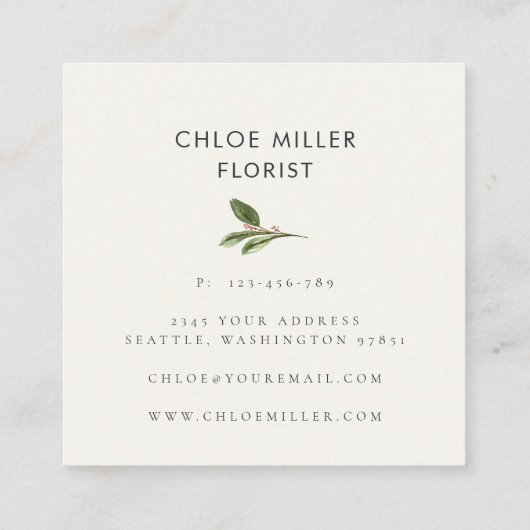 ファームハウスかわいらしコテージバッファローチェックバラフローラ スクエア名刺 (裏面)