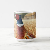 ファームハウスとゴールデンウィートフィールドにキジ コーヒーマグカップ (中央)