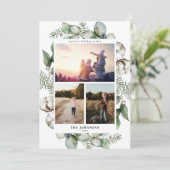 ファームハウスのクリスマスグリーン3枚の写真のホリデーカード シーズンカード (スタンド正面)