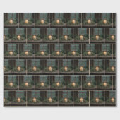 ファームハウスの窓にクリスマスキャンドル ラッピングペーパー (フラット)