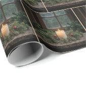 ファームハウスの窓にクリスマスキャンドル ラッピングペーパー (ロールコーナー)