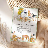 ファームハウスアニマルズファームテーマバースデーパーティー 招待状