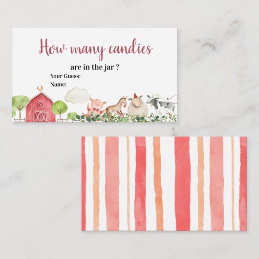ファームハウスアニマルズ納屋周囲の庭どれだけのキャンディ エンクロージャーカード (正面/裏面)