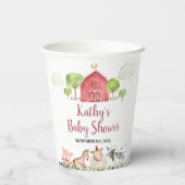 ファームハウスアニマルズ納屋周囲の庭グリーンリーホワイト紙 紙コップ (裏面)