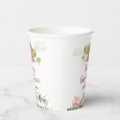 ファームハウスアニマルズ納屋周囲の庭グリーンリーホワイト紙 紙コップ (右)