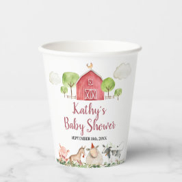 ファームハウスアニマルズ納屋周囲の庭グリーンリーホワイト紙 紙コップ