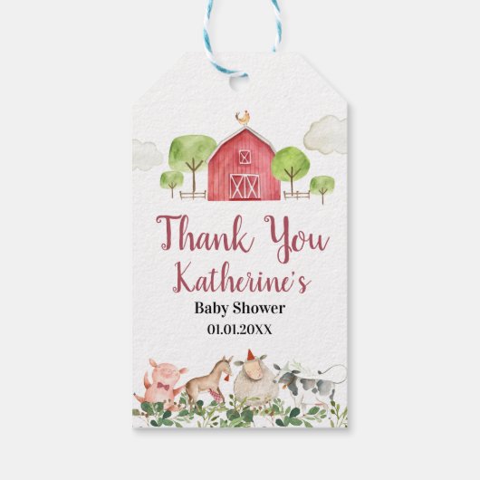 ファームハウスアニマルズ納屋周囲の庭サンキューユー ギフトタグ (裏面)