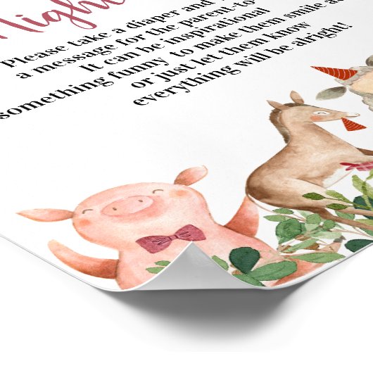 ファームハウスアニマルズ納屋周囲の庭深夜おむつ ポスター (角)