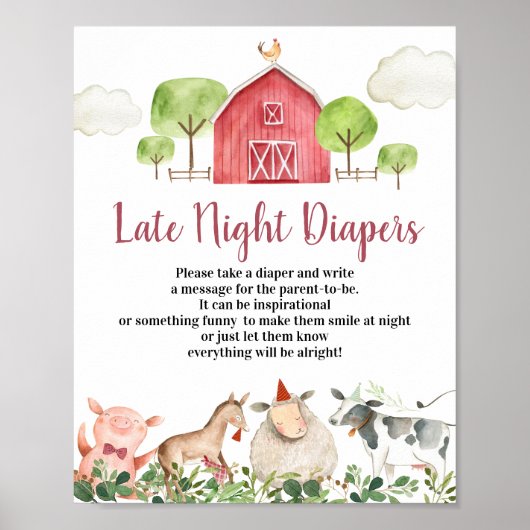 ファームハウスアニマルズ納屋周囲の庭深夜おむつ ポスター (正面)