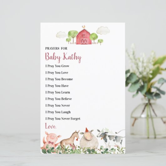 ファームハウスアニマルズ納屋周囲の庭祈りの言葉forベビー (スタンド正面)