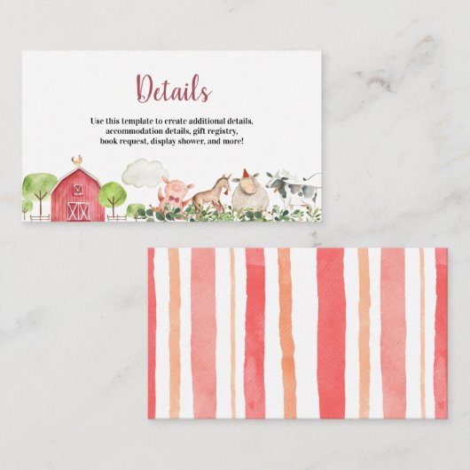 ファームハウスアニマルズ納屋周囲の庭詳細カード エンクロージャーカード (正面/裏面)