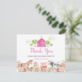 ファームハウスアニマルズ納屋周囲の庭1st誕生日ありがとう サンキューカード (スタンド正面)