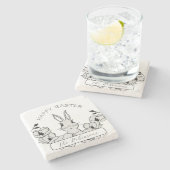 ファームハウスイースターバニーマグノリアフラワー ストーンコースター (横)