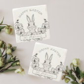 ファームハウスイースターバニーマグノリアフラワー ストーンコースター