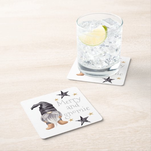 ファームハウスウィンターウォーターカラー格言forクリスマス スクエアペーパーコースター (インサイチュ)