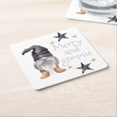 ファームハウスウィンターウォーターカラー格言forクリスマス スクエアペーパーコースター (アングル)