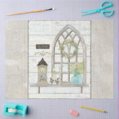 ファームハウスウィンドフラワーブーケウッドデコップページ 薄葉紙 (クラフト)