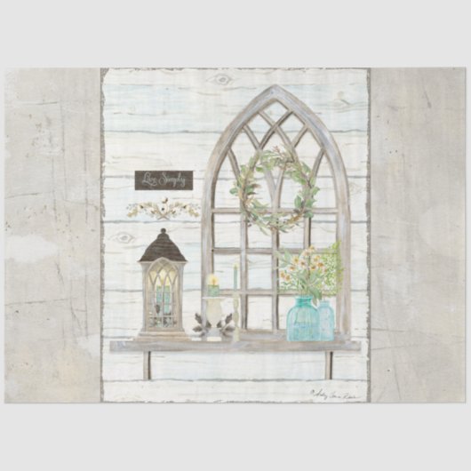 ファームハウスウィンドフラワーブーケウッドデコップページ 薄葉紙 (正面)