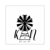 ファームハウスウィンドミル結婚ロゴ ラバースタンプ (インプリント)