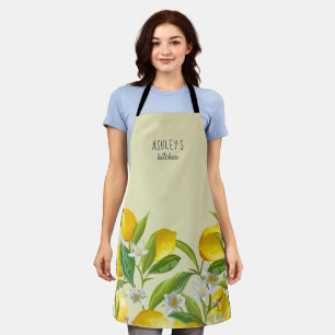 ファームハウスウォーターカラーイエローレモンパーソナライズされたア エプロン