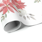 ファームハウスウォーターカラーポインセティアスベリー&バラ ラッピングペーパー (ロールコーナー)