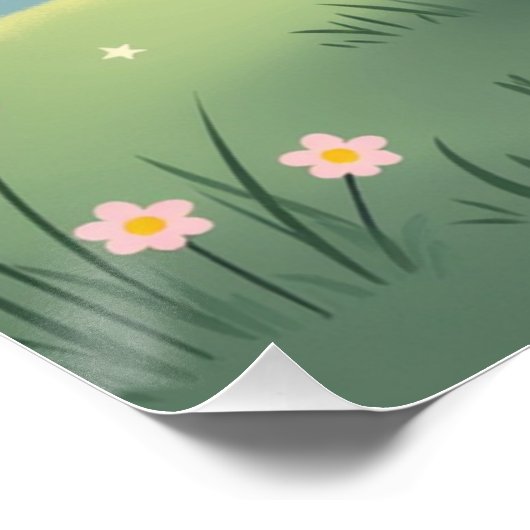 ファームハウスウォールアート – ナイトスカイの下のかわいい羊 ポスター (コーナー)