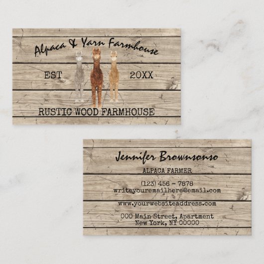 ファームハウスウッドア素朴ルパカ 名刺 (正面/裏面)