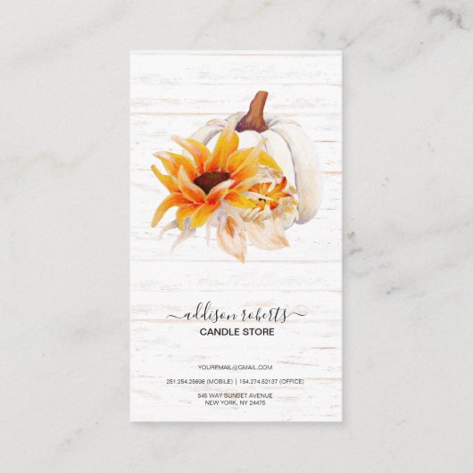 ファームハウスウッドウォーターカラー秋キャンドル気に 名刺 (裏面)