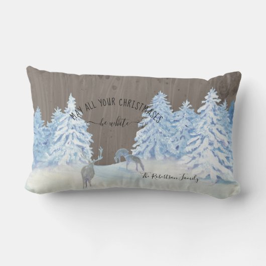 ファームハウスウッドスノーウィングホワイトクリスマスファミリー名 ランバークッション (裏面)