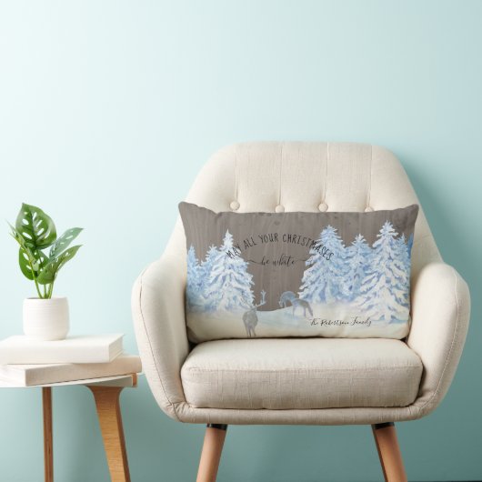 ファームハウスウッドスノーウィングホワイトクリスマスファミリー名 ランバークッション (椅子)