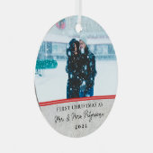 ファームハウスウッド初めてのクリスマス結婚したフォトメタ メタルオーナメント (正面右)