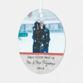 ファームハウスウッド初めてのクリスマス結婚したフォトメタ メタルオーナメント (正面左)