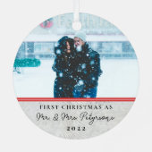 ファームハウスウッド初めてのクリスマス結婚したフォトメタ メタルオーナメント (裏面)