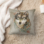ファームハウスウルフアニマル自然ウォールアートプリント クッション (ブランケット)